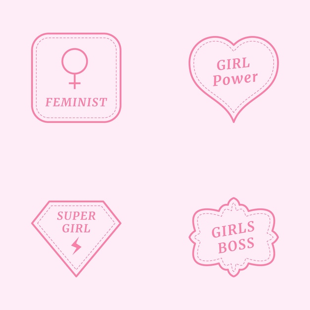 Vector un fondo rosa con las palabras feminismo y poder femenino.