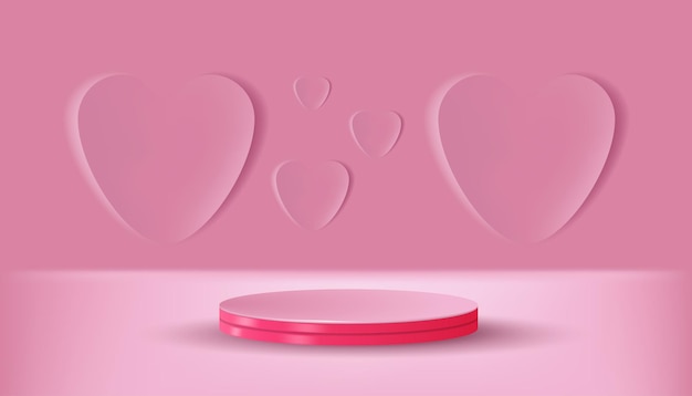 Fondo rosa pastel amor neumorfismo minimalista vector 3d cilindro para presentación de producto