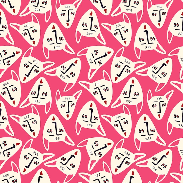 Un fondo rosa con un patrón de caricaturas