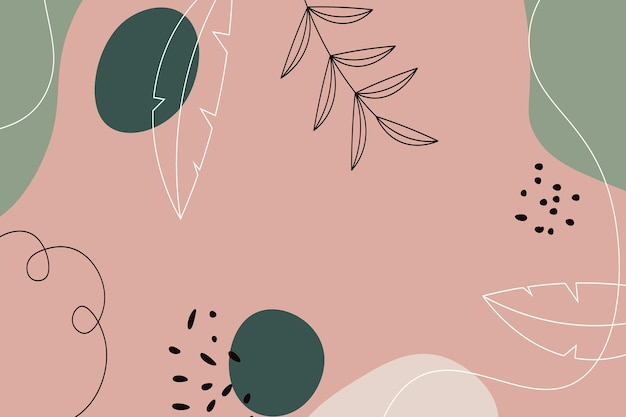 un fondo rosa con un patrón de hojas y un pájaro
