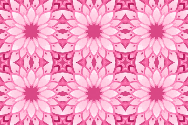 Fondo rosa con patrón de mosaico floral transparente