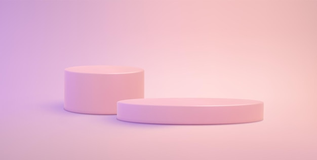 Vector fondo rosa con podios de gradiente 3d ilustración vectorial realista