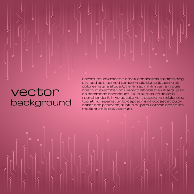Fondo rosa tecnológico abstracto con elementos del microchip. textura de fondo de la placa de circuito. ilustración vectorial.