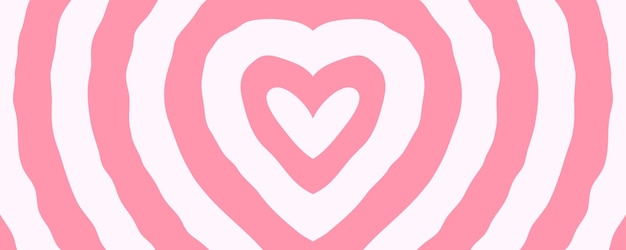 Fondo rosado groovy horizontal monocromo ilustración de diseño vectorial en forma de corazón de amor
