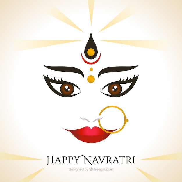 Fondo de rostro de la diosa durga para la celebración de navrari 
