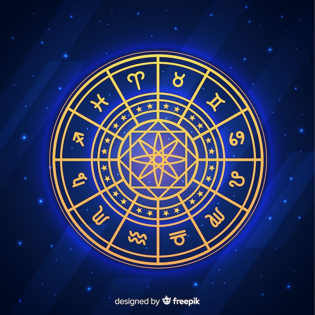 Fondo de rueda del zodiaco en el espacio