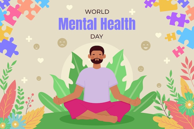 Fondo de salud mental del mundo dibujado a mano