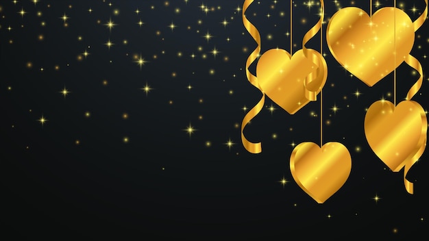 Fondo de saludo del día de san valentín. fondo de lujo con corazones de oro. ilustración de vector eps10
