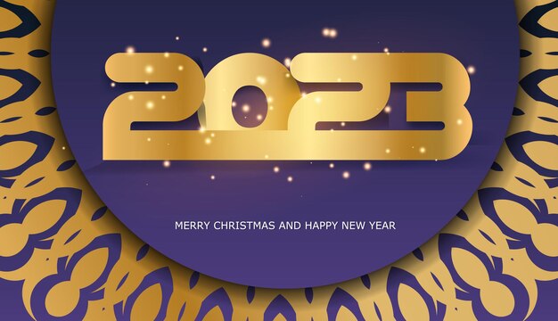 Fondo de saludo de feliz año nuevo 2023 Color azul y dorado