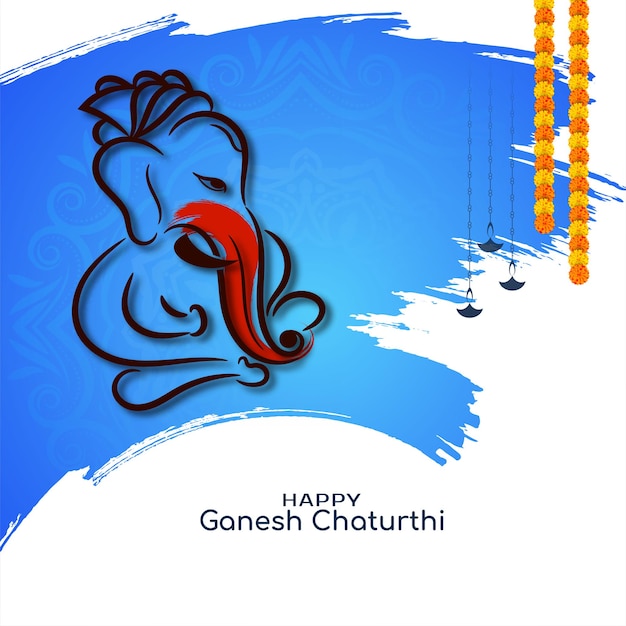 Fondo de saludo del festival tradicional indio feliz Ganesh Chaturthi