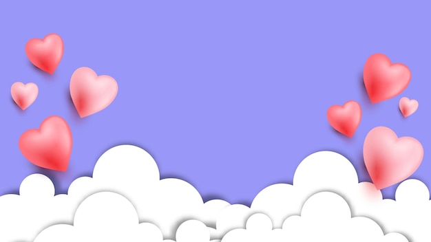 Vector fondo de san valentín con corazón y nube