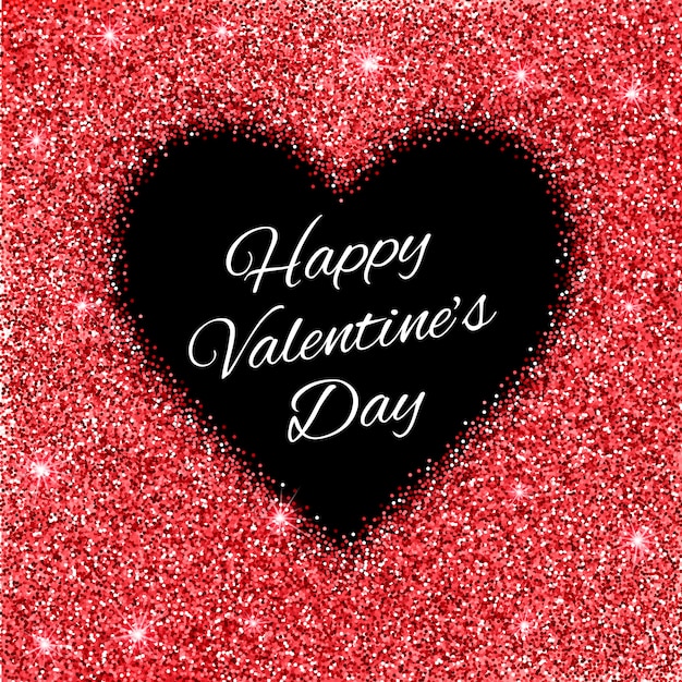 Fondo de San Valentín con corazón rojo brillo.