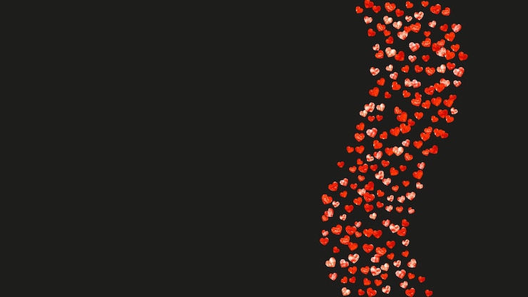 Vector fondo de san valentín con corazones de brillo rojo día 14 de febrero confeti de vector para plantilla de fondo de san valentín textura dibujada a mano grunge tema de amor para cartel certificado de regalo banner