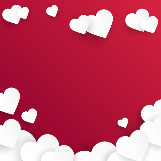 Fondo de San Valentín con corazones de papel cortado