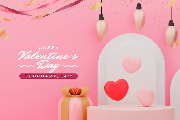 Vector fondo de san valentín en diseño 3d realista