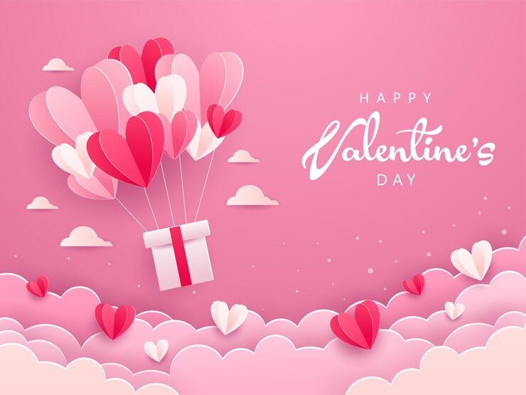 Fondo de San Valentín en estilo Papercut