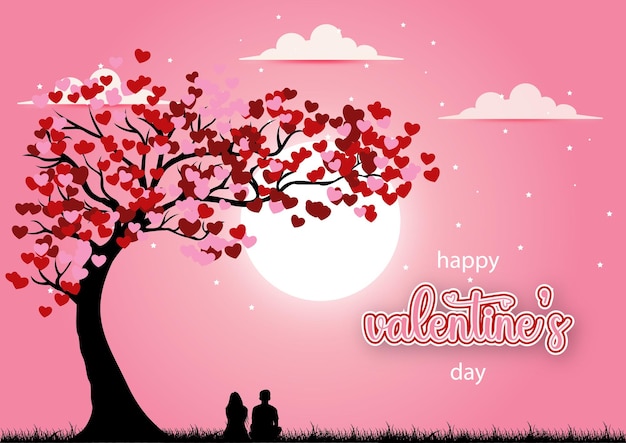 Fondo de san valentín con noches de luna