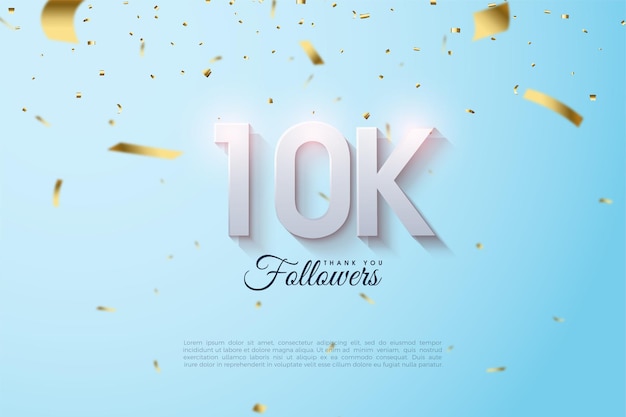 Fondo seguidor de 10k con ilustraciones numéricas ligeramente sombreadas y lámina de oro caído.