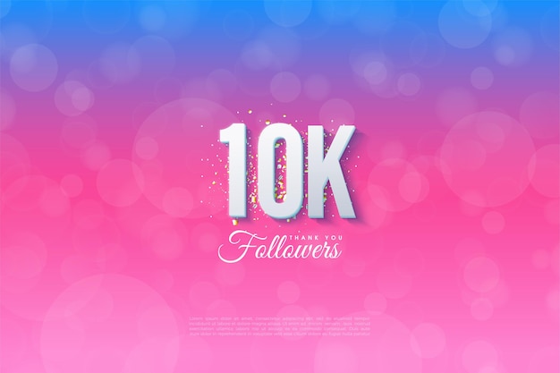 Fondo de seguidor de 10k con números en el fondo clasificados de azul a rosa.