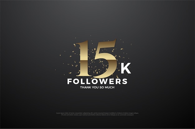 Fondo de seguidores de 15k con números y arena dorada salpica a su alrededor.