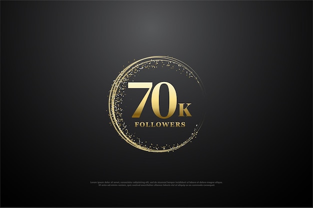 Fondo para seguidores de 70k con números rodeados de arena dorada circular