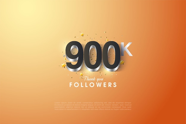 Fondo de seguidores de 900k con recubrimiento numérico plateado