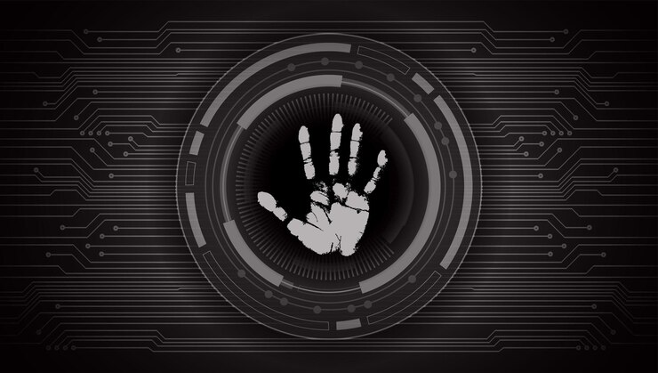 Vector fondo de seguridad cibernética de red de huellas dactilares