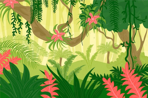 Vector fondo de selva detallada