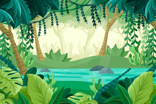 Vector fondo de selva detallada