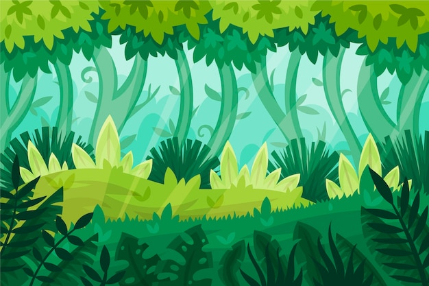 Vector fondo de selva de dibujos animados