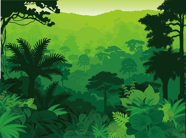 Vector fondo de la selva de dibujos animados