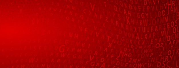 Fondo de semitono abstracto hecho de letras de diferentes tamaños en colores rojos