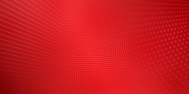 Fondo de semitono abstracto hecho de puntos y líneas en colores rojos