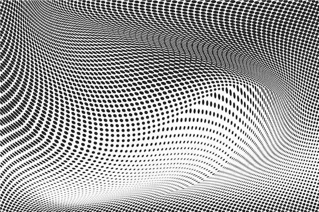 Fondo de semitono abstracto Patrón ondulado en blanco y negro Ilustración vectorial