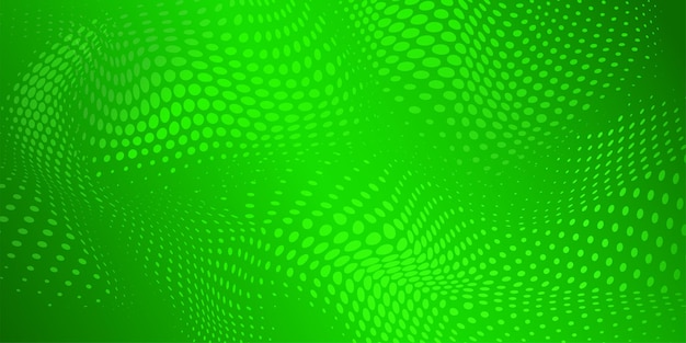 Fondo de semitono abstracto con superficie ondulada hecha de puntos en colores verdes