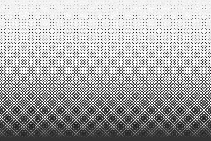 Vector fondo de semitono degradado en blanco y negro. modelo inconsútil del vector del estilo de los cómics.