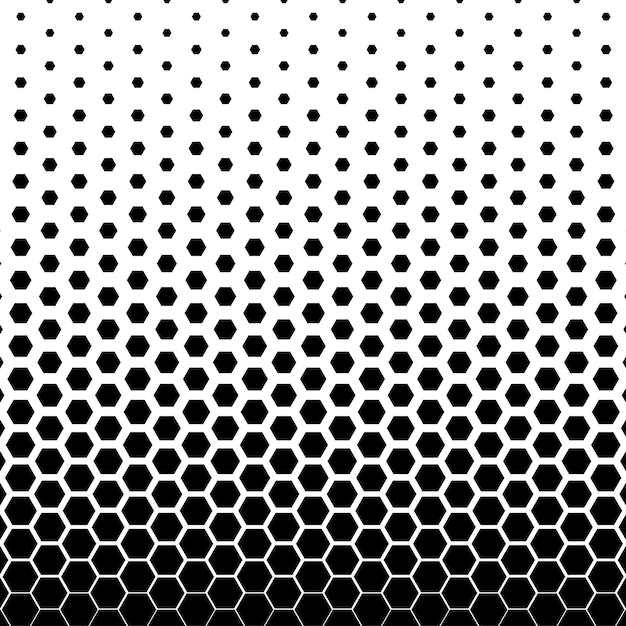 Fondo de semitono hexagonal blanco y negro abstracto