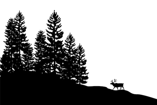 Fondo de silueta de árbol con árboles altos y pequeños Ilustración de silueta de bosque