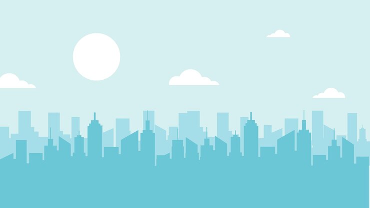 Fondo de silueta de ciudad azul ciudad