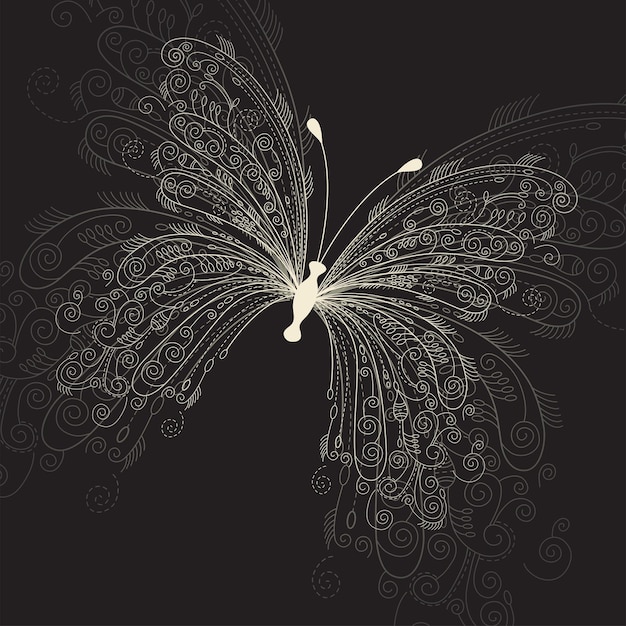 Fondo de silueta de enjambre de mariposas vector premium