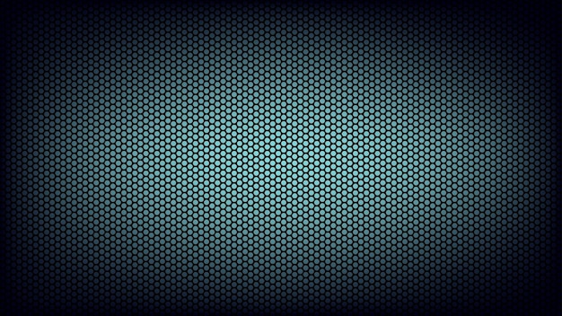 Fondo de silueta de malla en forma de panal sobre fondo iluminado en color cian en el centro Capa para superponer en fotos y videos