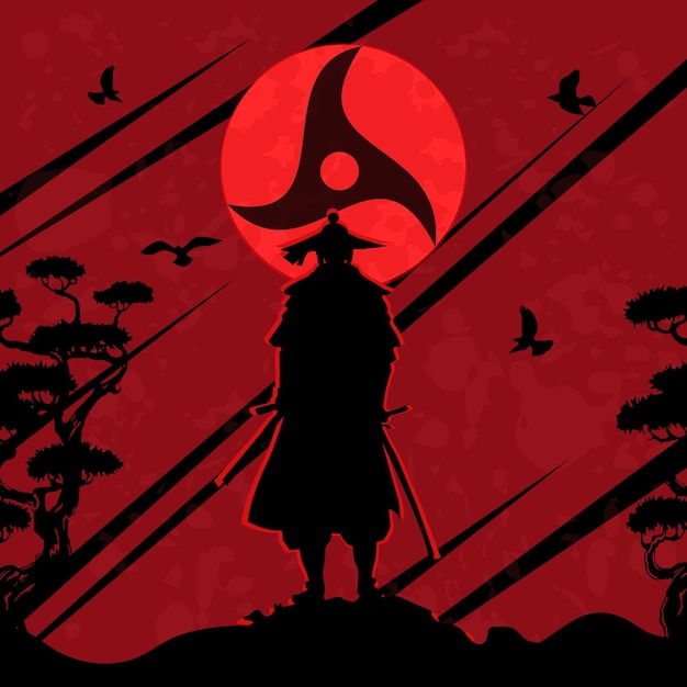 Fondo de silueta samurai degradado