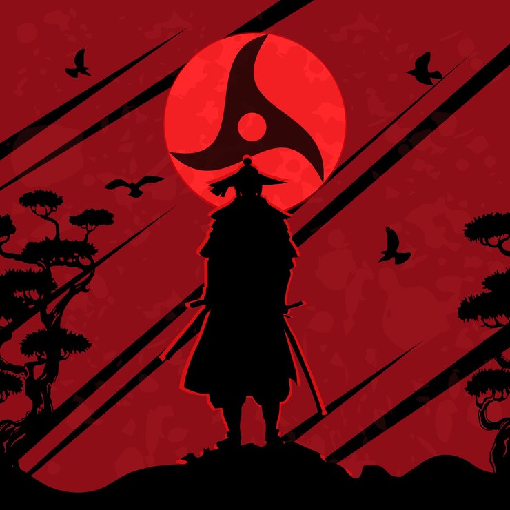 Vector el fondo de la silueta del samurai en gradiente