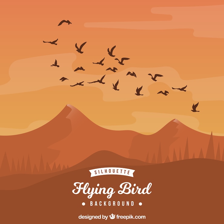 Vector fondo de siluetas de pájaros volando