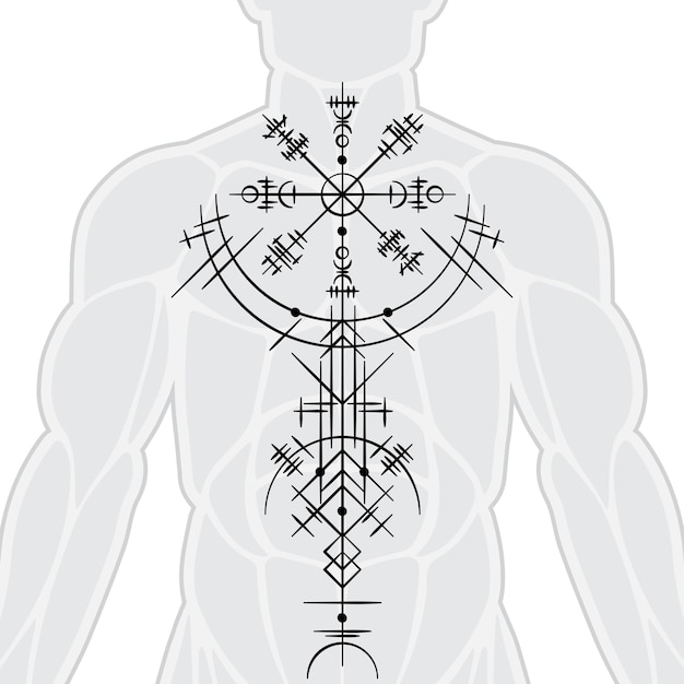 Fondo de símbolo vikingo del cuerpo humano