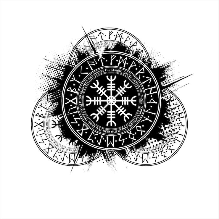Vector fondo de símbolos grunge escandinavo