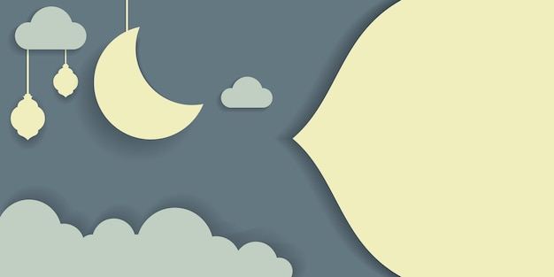 Fondo simple de luna y nube con estilo de corte de papel y color pastel