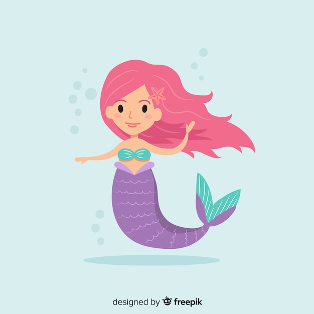 Vector fondo de sirena en diseño plano