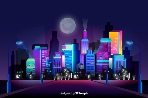 Fondo skyline ciudad futurista