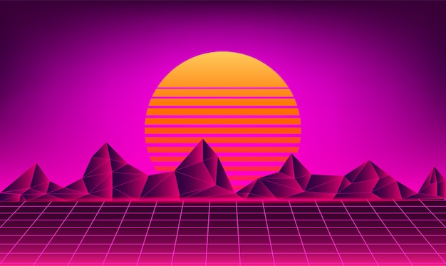 Fondo de sol de neón retro